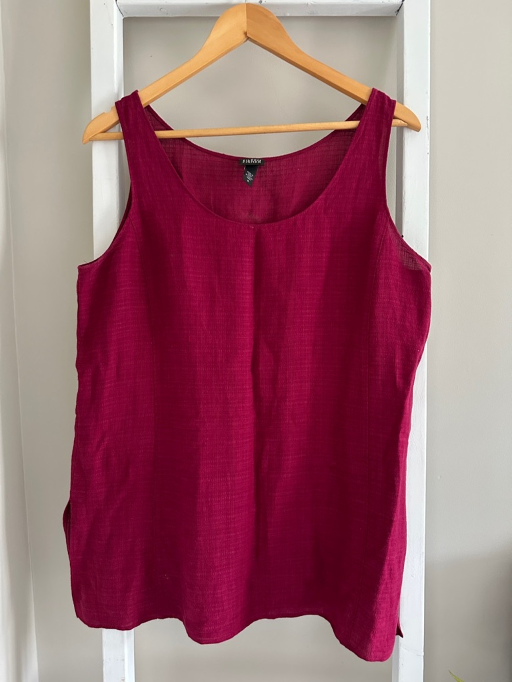 Eileen Fisher Scoop Neck Linen Blend Sleeveless Top Tank